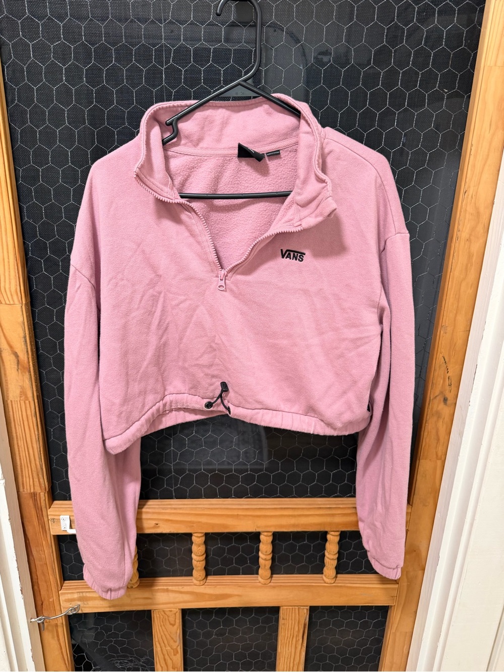 Vans Women's Dusty Pink Cropped Quarter-Zip Fleece